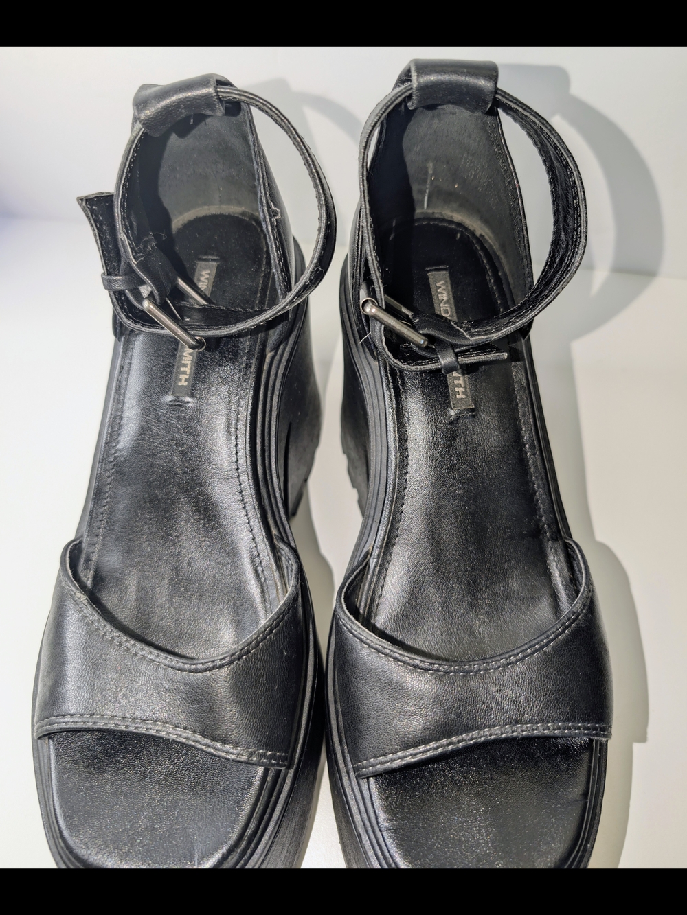 Windsor Smith Flaws Black Leather Chunky Platform Sandals Size 6 Goth 90s - Picture 6 of 7